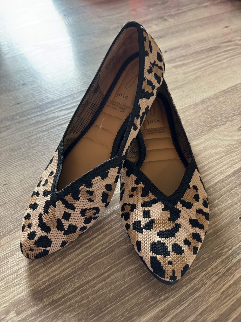 Joie Leopard Knit Pointed Flats - Black & Tan 8.5